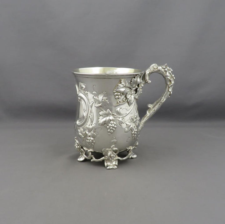 Ornate Victorian Silver Pint Mug - JH Tee Antiques
