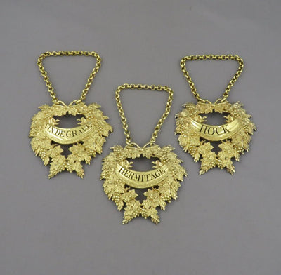 Set of 3 Benjamin Smith Silver Gilt Wine Labels - JH Tee Antiques