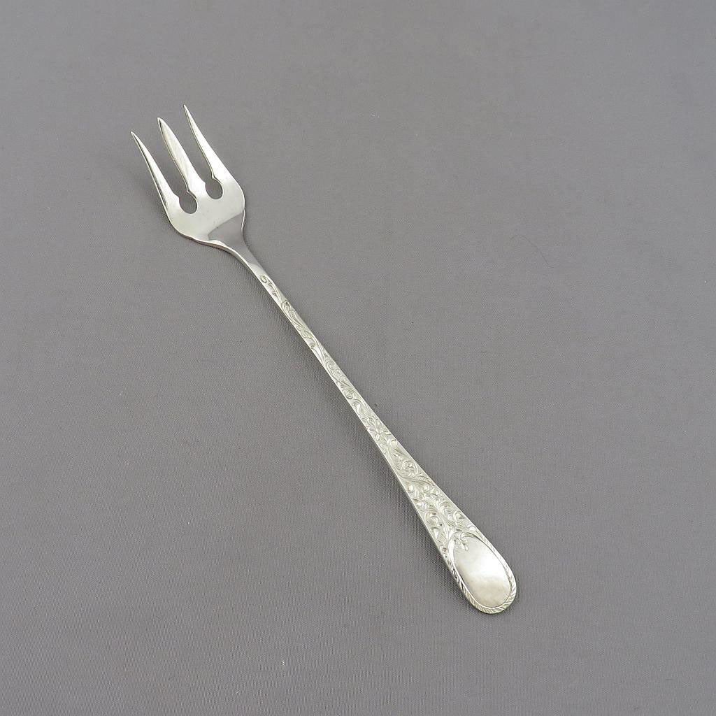 Birks London Engraved Sterling Seafood Fork - JH Tee Antiques