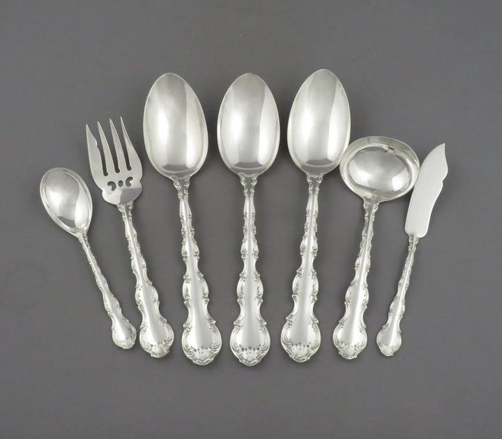 Birks Pompadour Pattern Sterling Flatware Service for 12 - JH Tee Antiques