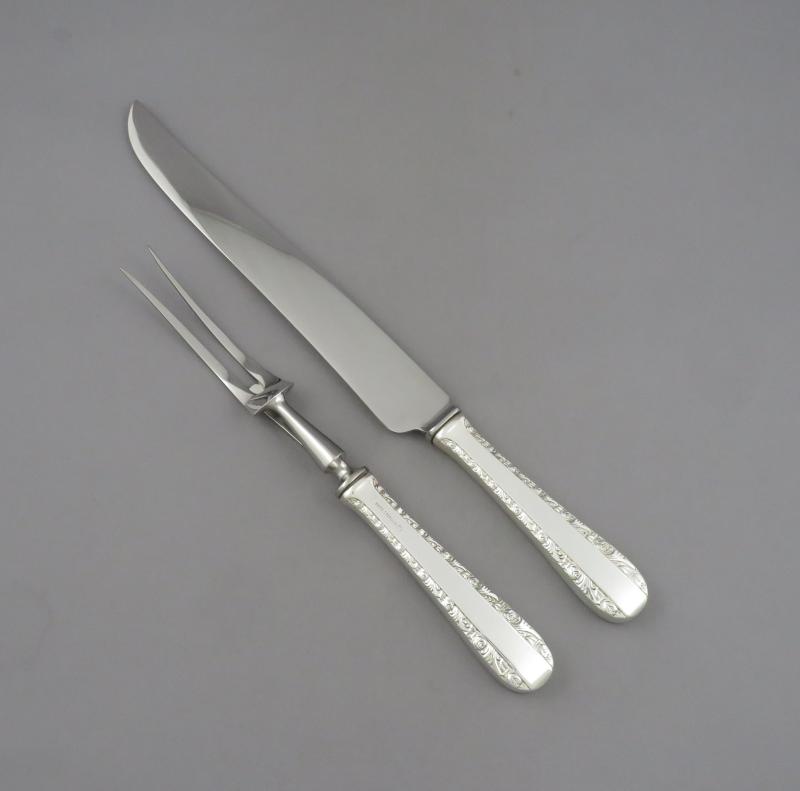 Birks Rose Bower Sterling Silver Carving Set - JH Tee Antiques