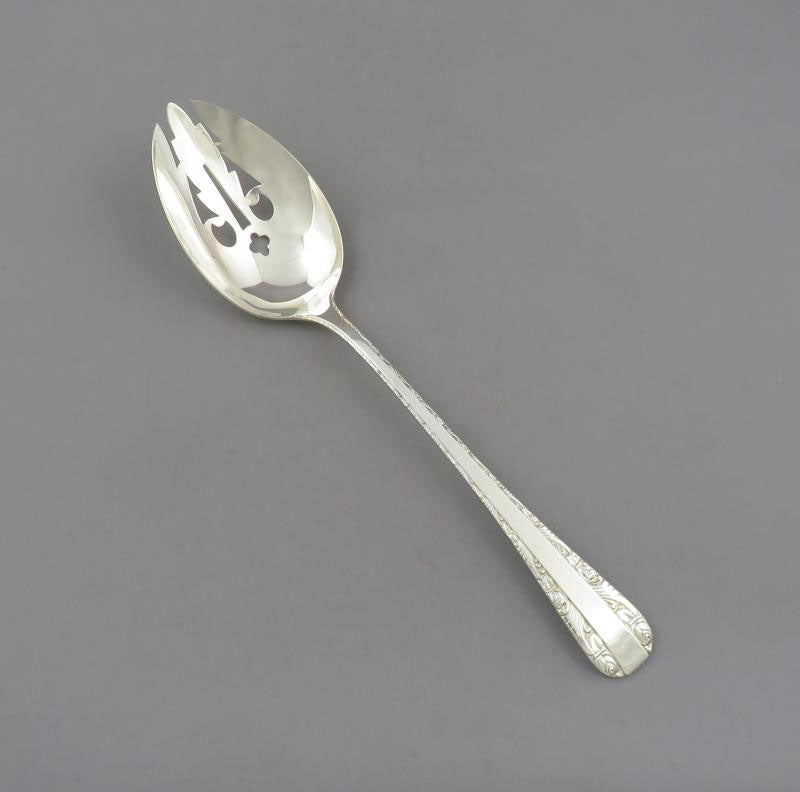 Birks Rose Bower Pattern Sterling Pierced Tablespoon - JH Tee Antiques