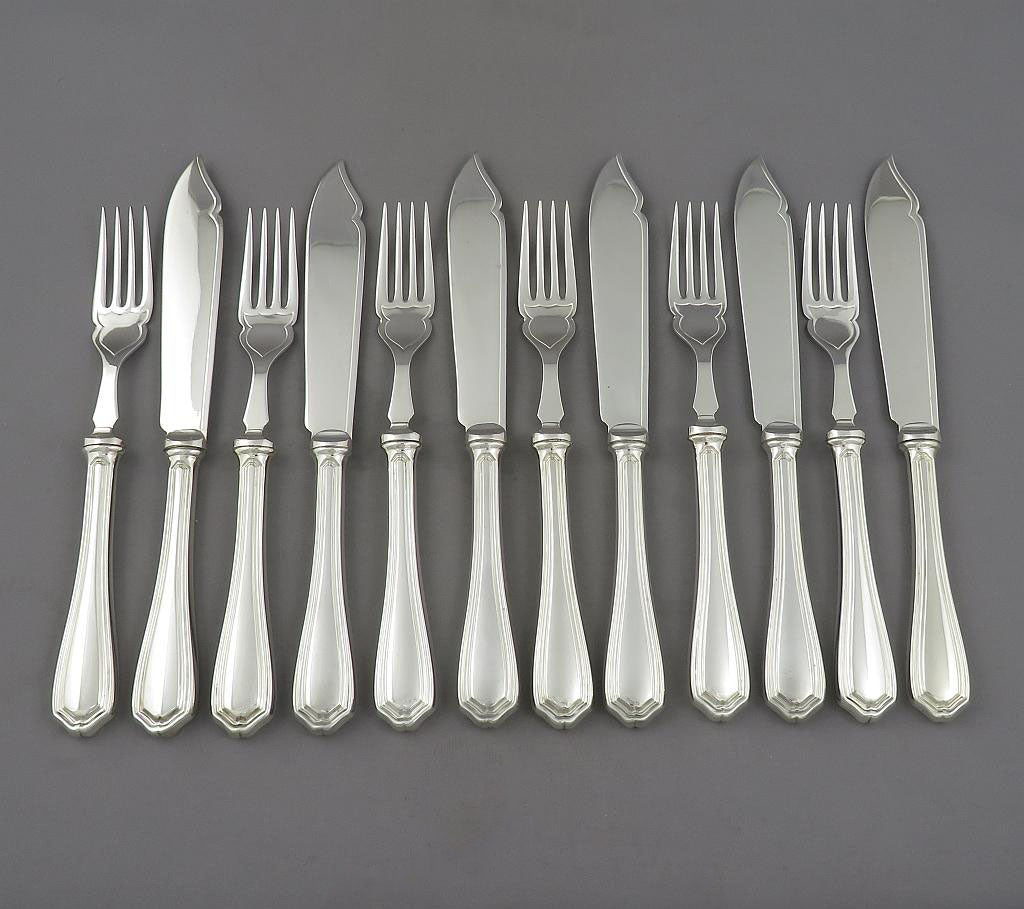 Birks Georgian Pattern Silver Fish Service - JH Tee Antiques