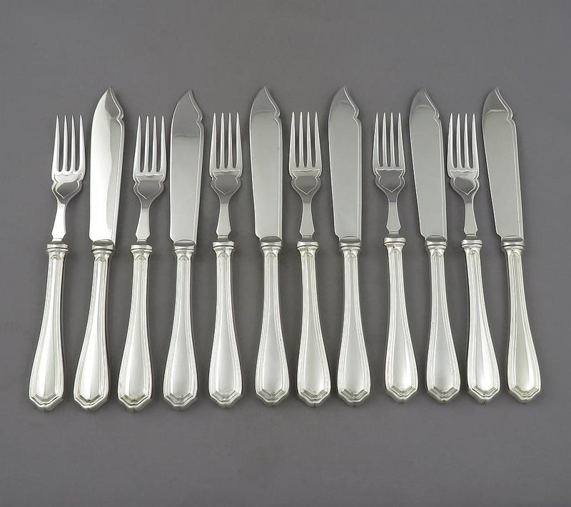 Birks Georgian Pattern Silver Fish Service - JH Tee Antiques