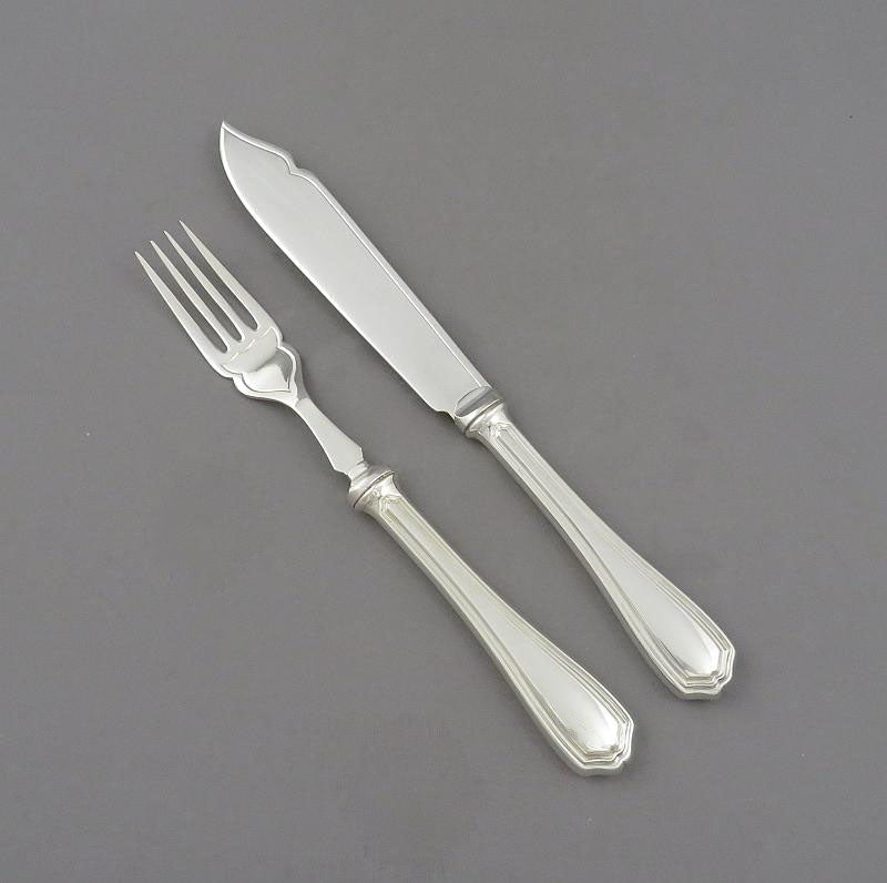 Birks Georgian Pattern Silver Fish Service - JH Tee Antiques