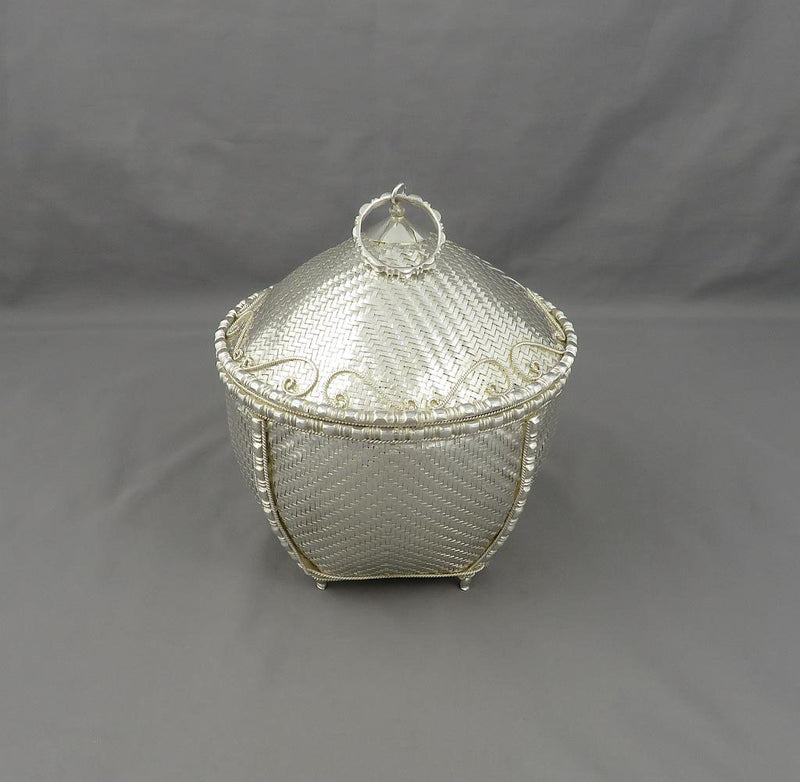 Burmese Silver Woven Basket