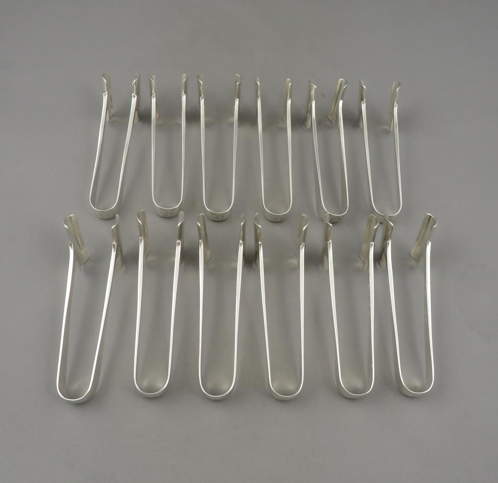 12 Cartier Sterling Asparagus Tongs - JH Tee Antiques
