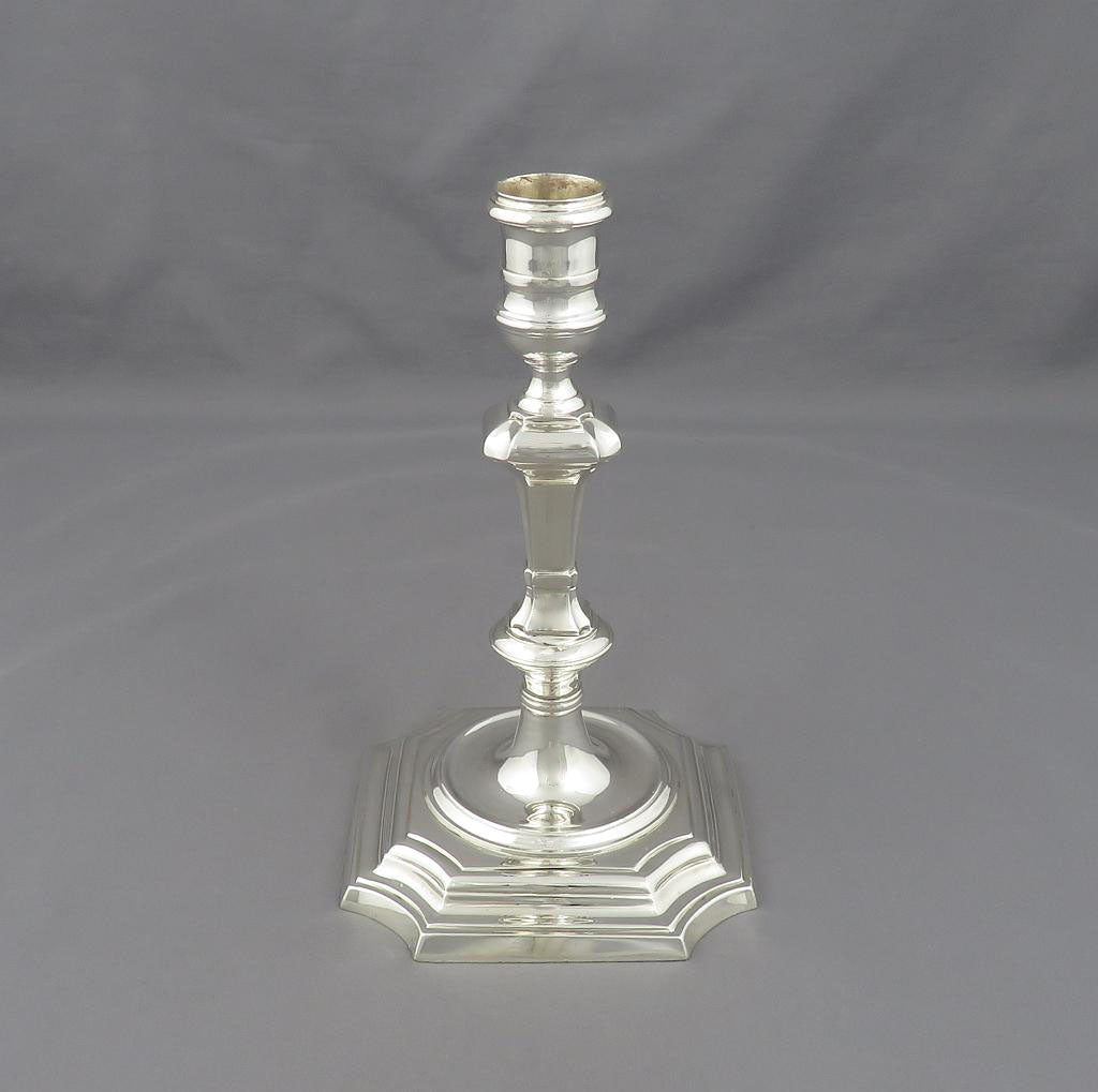 Cast George II Style Silver Candlesticks - JH Tee Antiques