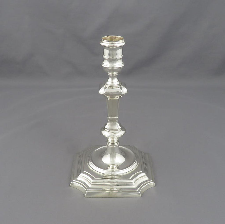 Cast George II Style Silver Candlesticks - JH Tee Antiques