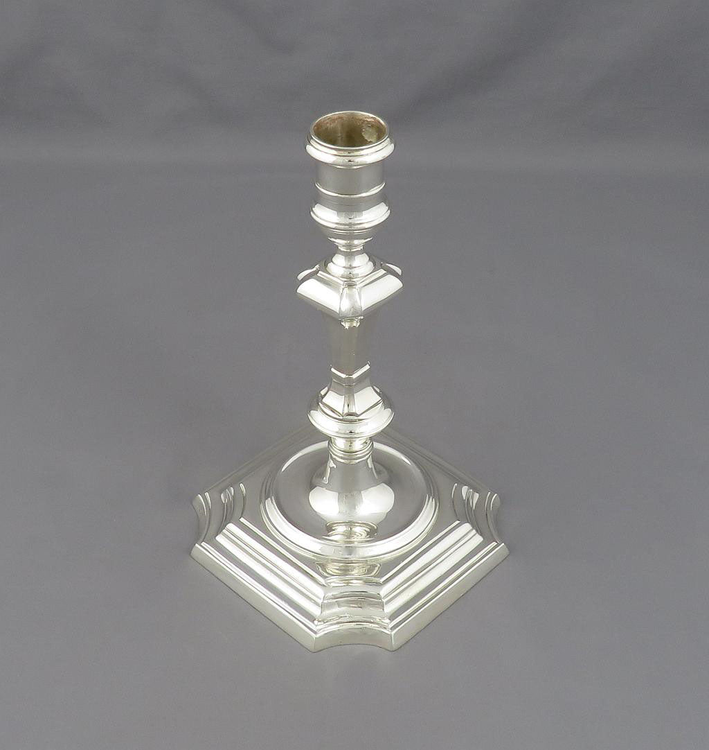 Cast George II Style Silver Candlesticks - JH Tee Antiques