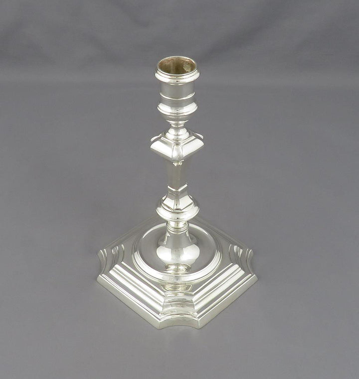 Cast George II Style Silver Candlesticks - JH Tee Antiques