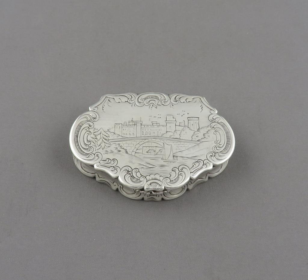 Castle Top Silver Snuff Box - JH Tee Antiques