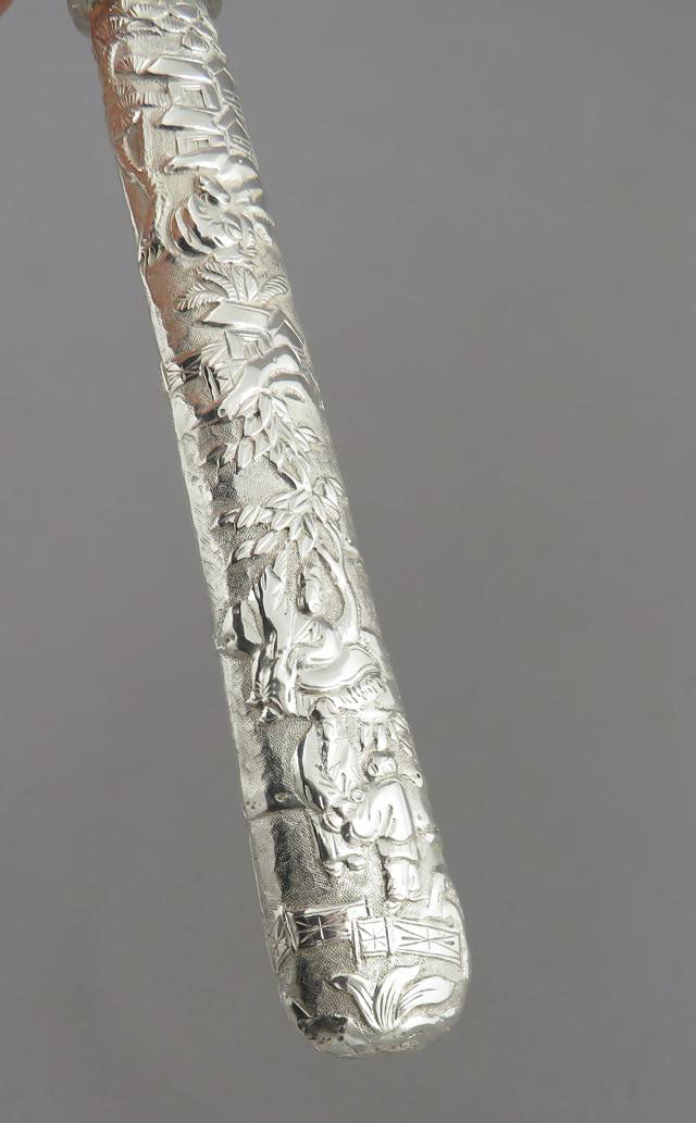 Chinese Export Silver Fish Servers with Figural Handles - JH Tee Antiques