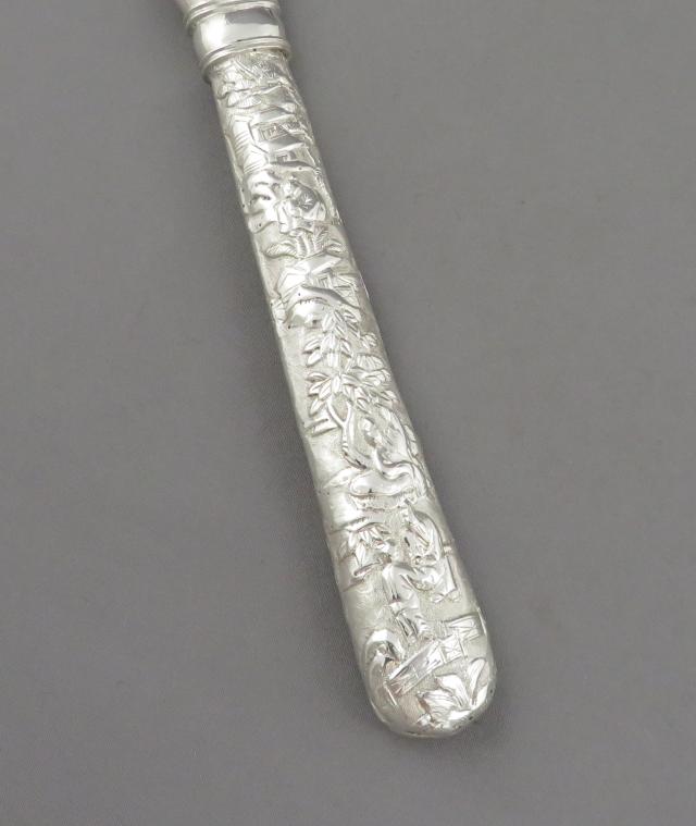 Chinese Export Silver Fish Servers with Figural Handles - JH Tee Antiques