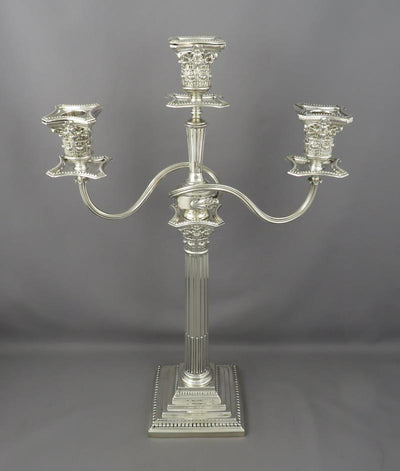 Pair of Corinthian Column Silver Candelabra