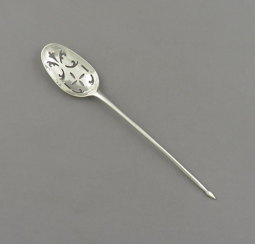Double Drop Silver Mote Spoon - JH Tee Antiques
