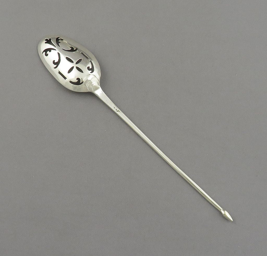 Double Drop Silver Mote Spoon - JH Tee Antiques