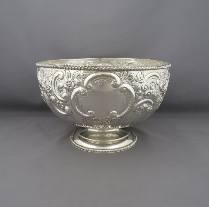 Edwardian Silver Punch Bowl - JH Tee Antiques