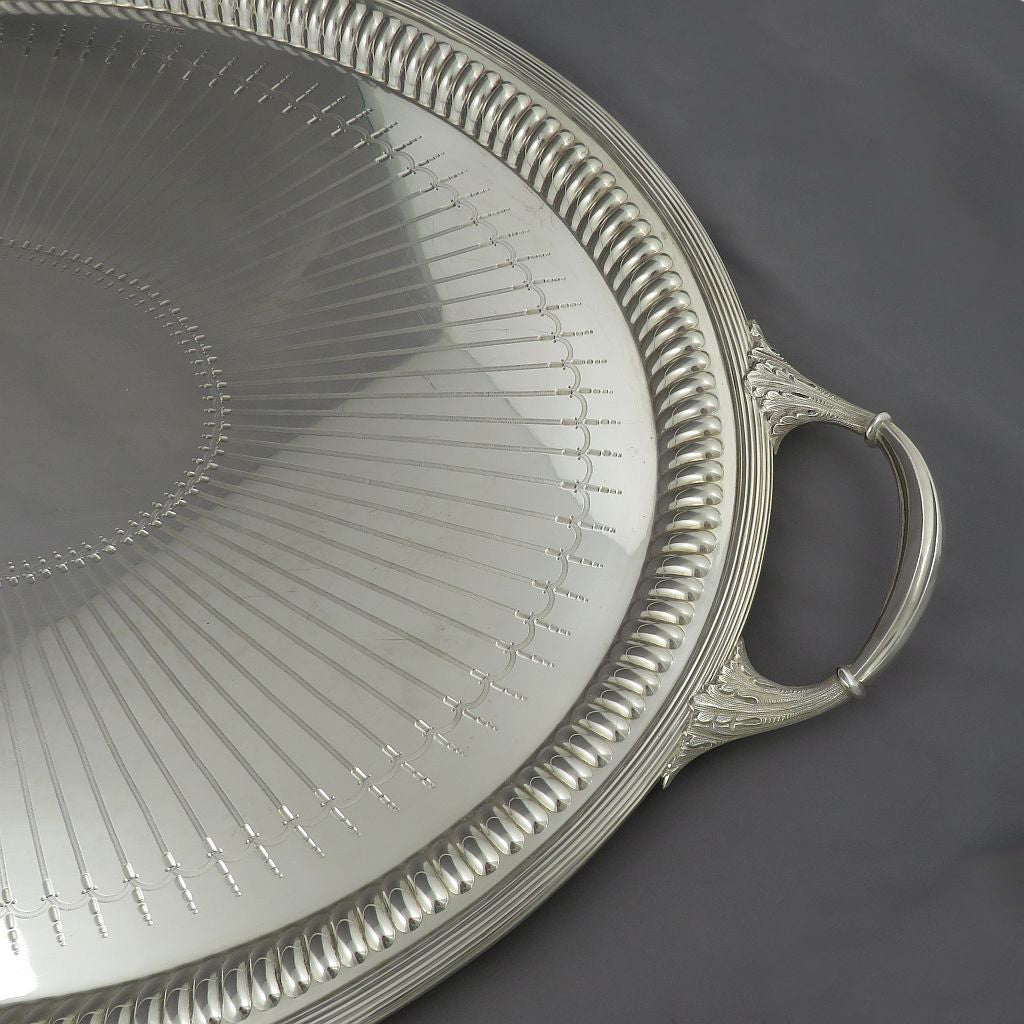 Edwardian Sterling Silver Tray - JH Tee Antiques