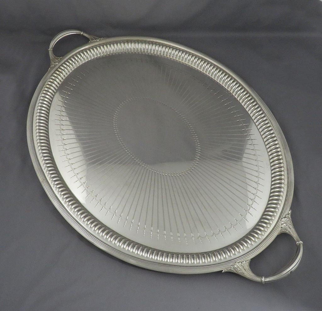 Edwardian Sterling Silver Tray - JH Tee Antiques