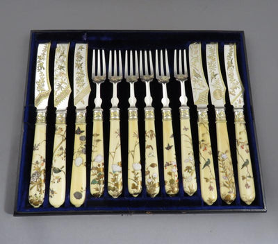 Elkington Silver and Shibayama Dessert Set