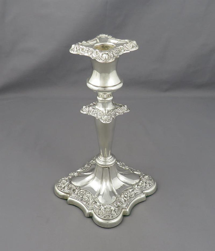 Pair of Edwardian Silver Candlesticks - JH Tee Antiques