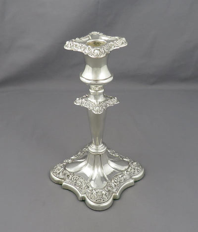 Pair of Edwardian Silver Candlesticks - JH Tee Antiques