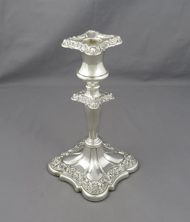 Pair of Edwardian Silver Candlesticks - JH Tee Antiques