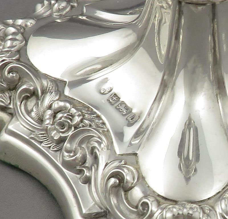Pair of Edwardian Silver Candlesticks - JH Tee Antiques