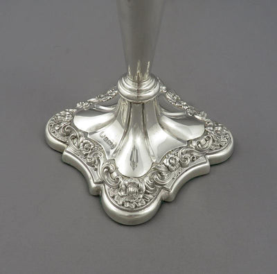Pair of Edwardian Silver Candlesticks - JH Tee Antiques