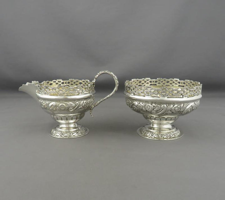Victorian Silver Cream &amp; Sugar - JH Tee Antiques