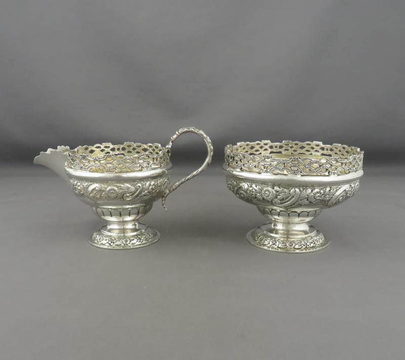 Victorian Silver Cream & Sugar - JH Tee Antiques