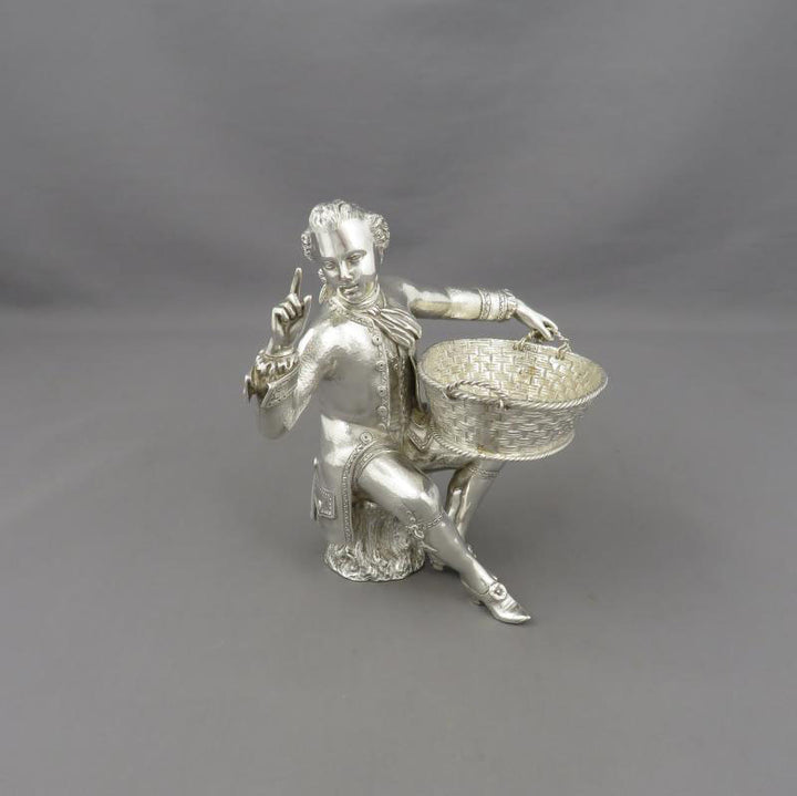 Pair of English Silver Figural Salts - JH Tee Antiques