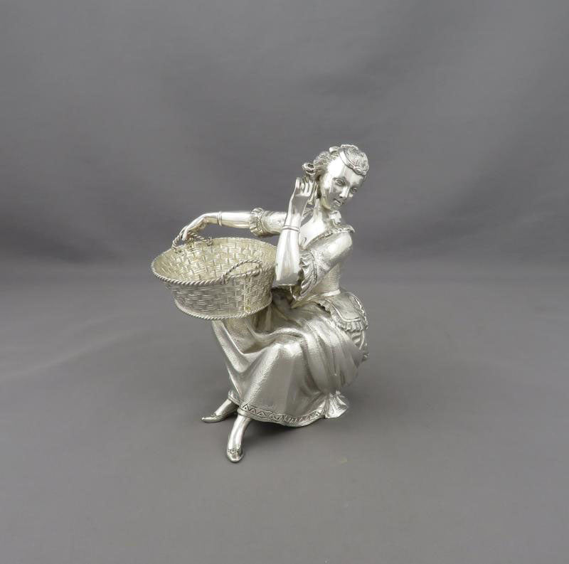 Pair of English Silver Figural Salts - JH Tee Antiques