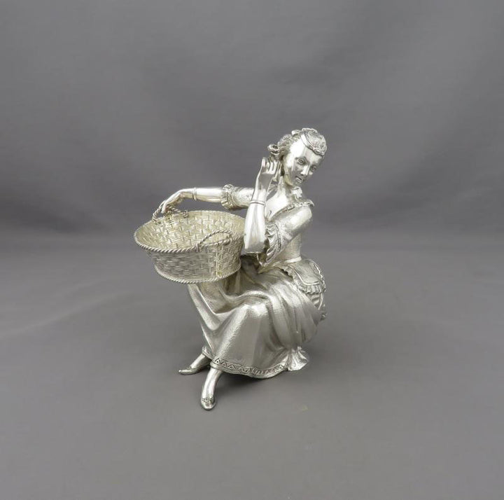 Pair of English Silver Figural Salts - JH Tee Antiques