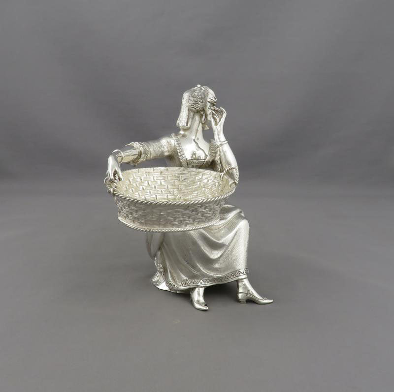Pair of English Silver Figural Salts - JH Tee Antiques