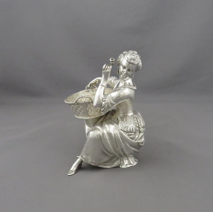 Pair of English Silver Figural Salts - JH Tee Antiques