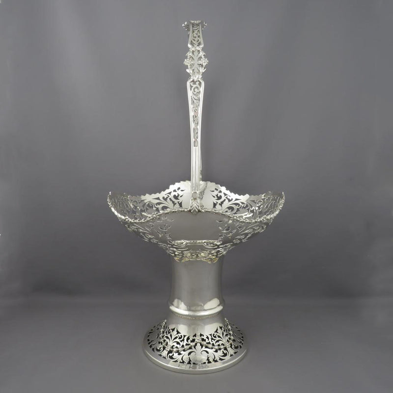 English Sterling Silver Flower Basket - JH Tee Antiques