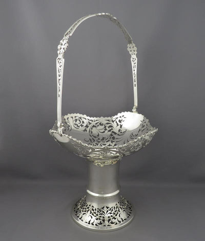 English Sterling Silver Flower Basket - JH Tee Antiques