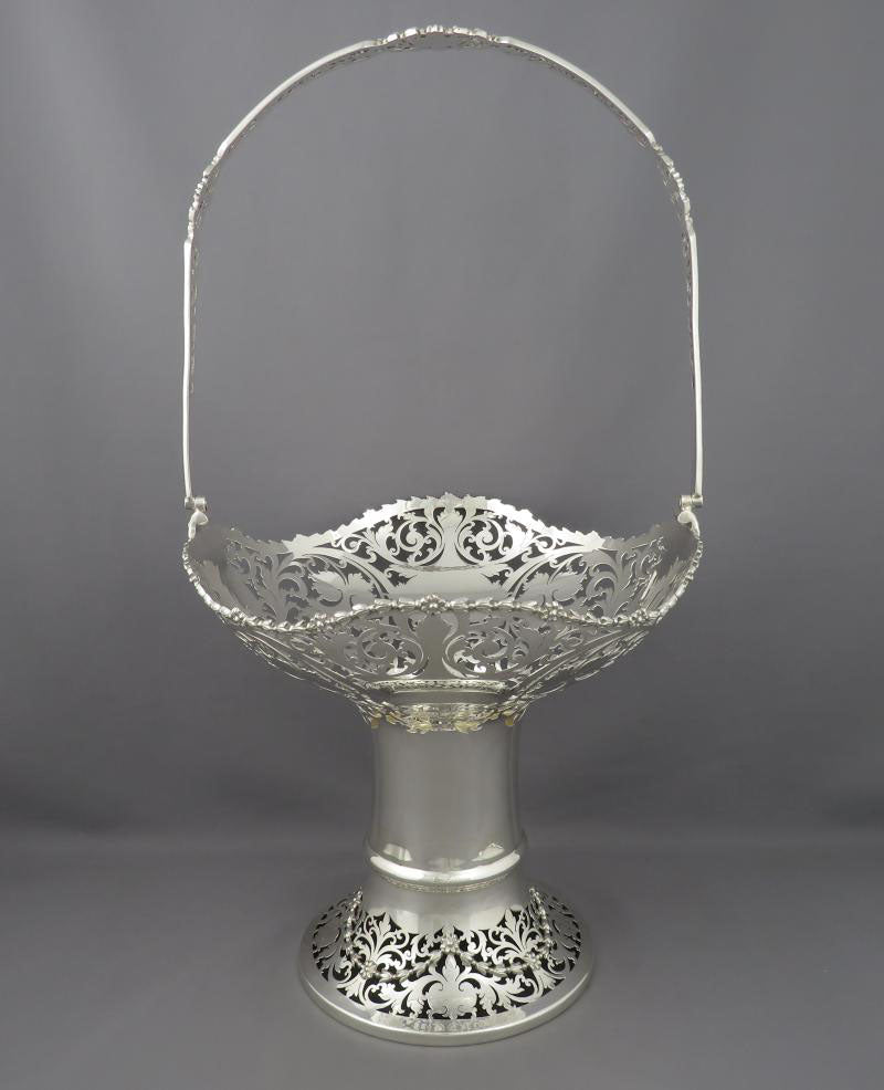 English Sterling Silver Flower Basket - JH Tee Antiques