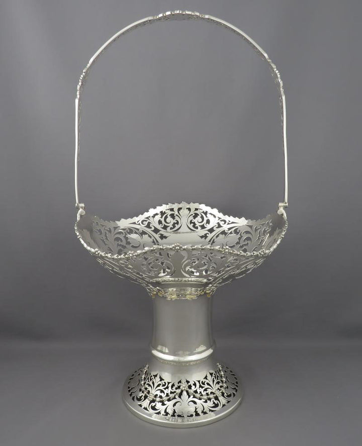 English Sterling Silver Flower Basket - JH Tee Antiques
