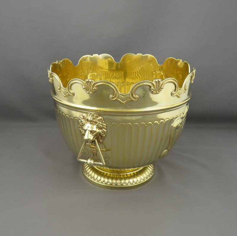 Victorian Silver Gilt Monteith Bowl - JH Tee Antiques