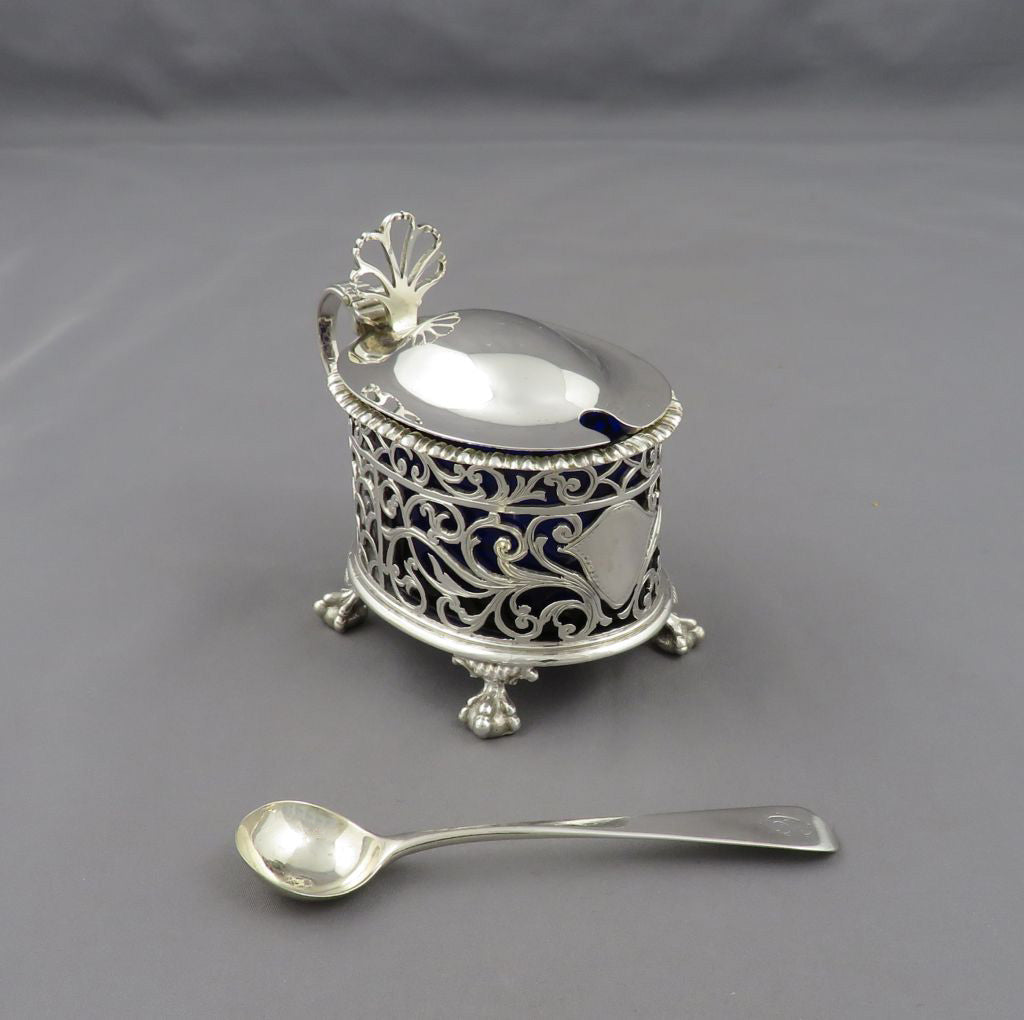 English Silver Mustard Pot - JH Tee Antiques