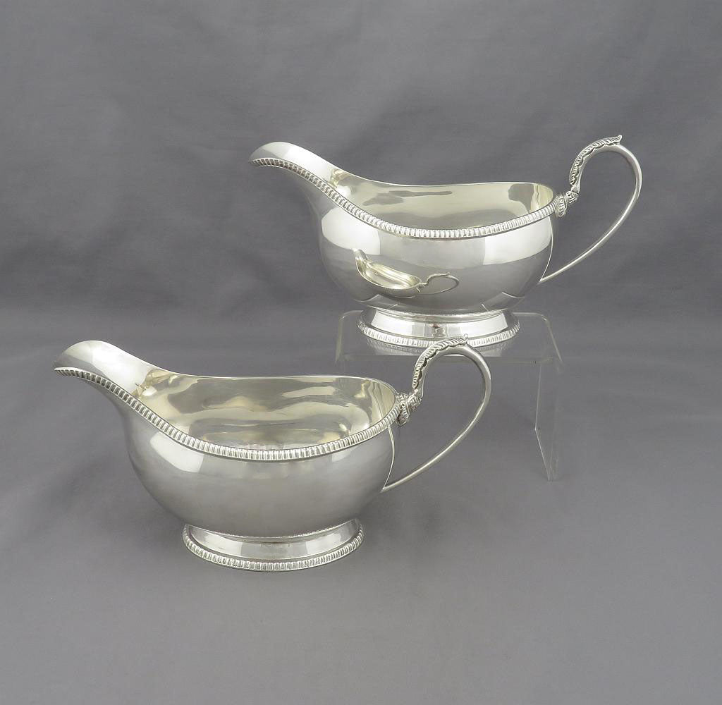 Pair of English Sterling Silver Sauce Boats - JH Tee Antiques