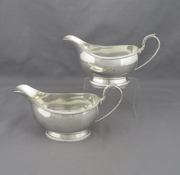 Pair of English Sterling Silver Sauce Boats - JH Tee Antiques