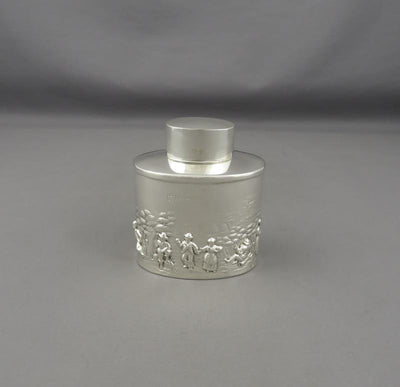 English Sterling Silver Tea Caddy - JH Tee Antiques