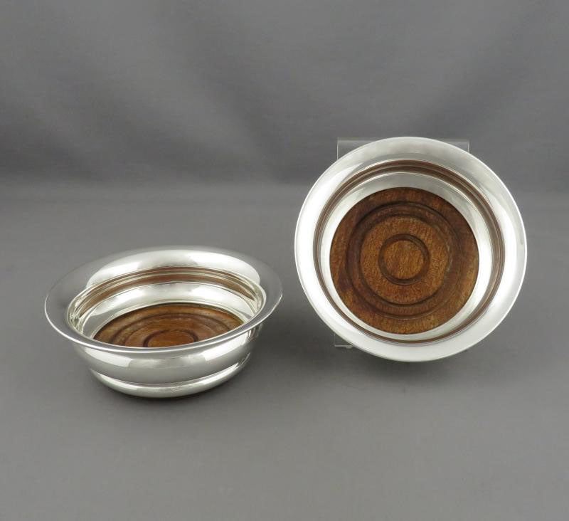 Pair of English Sterling Silver Wine Coasters