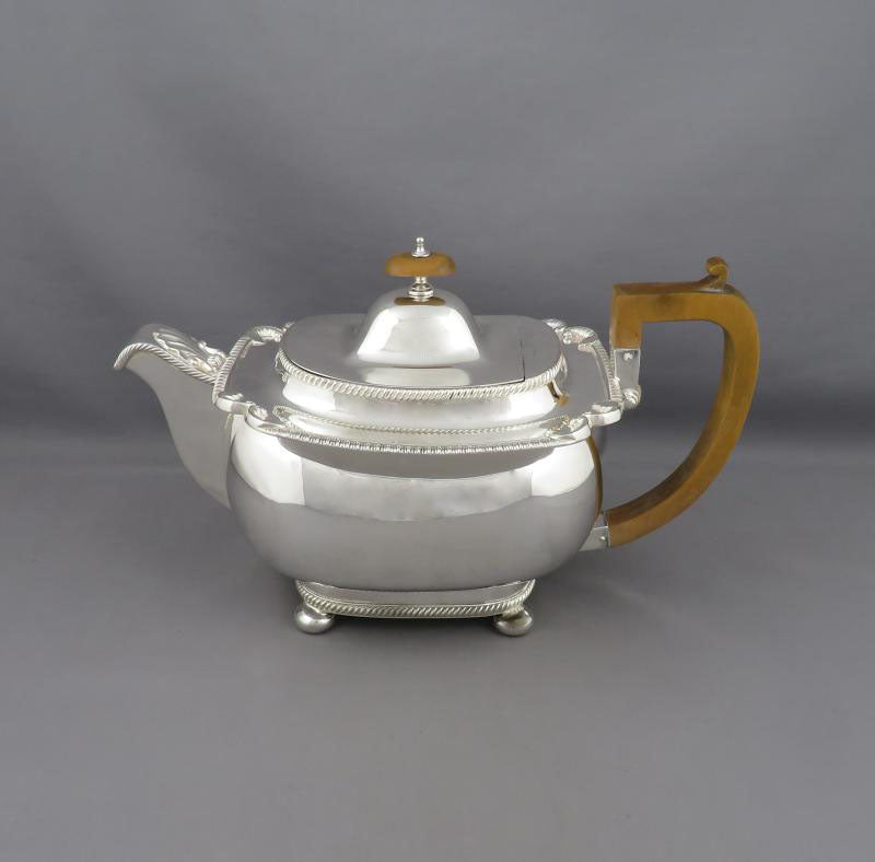 Edwardian Sterling Silver Teapot - JH Tee Antiques