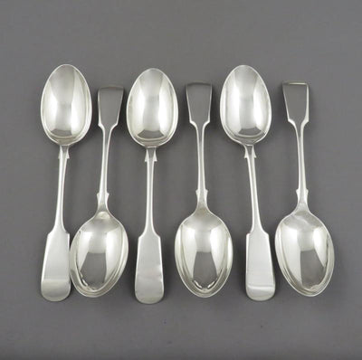 Victorian Silver Fiddle Pattern Dessert Spoons - JH Tee Antiques