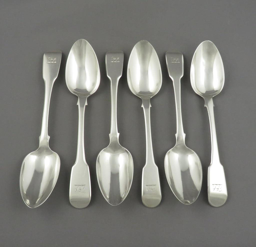 6 George III Fiddle Pattern Silver Dessert Spoons– JH Tee Antiques